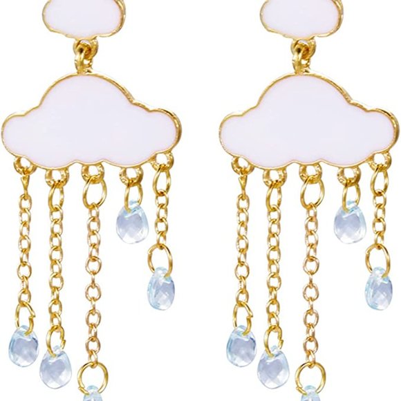 Cloud Drop Gold Earrings - Picture 5 of 7
